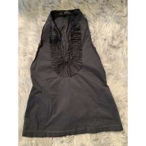 BCBGMaxaria Black Ruffled Collar Blouse Size XS